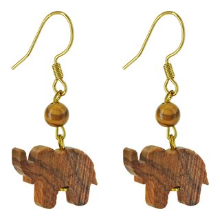 Ohrringe mit Elefant aus echten Olivenholz handgefertigt auf Mallorca Holzschmuck Schmuck aus Olivenholz Olivenholzschmuck Ohrhnger