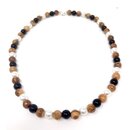 Necklace with pearls made of real olive wood and pearls...
