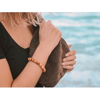 Armband aus echten Olivenholz Perlen mit 12mm Durchmesser handgemacht auf Mallorca Holzschmuck Schmuck auch als Fukettchen tragbar