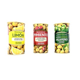 3 er Oliven Set gefllt mit Paprika, Zitronen und Jalapeno 3 x 350g