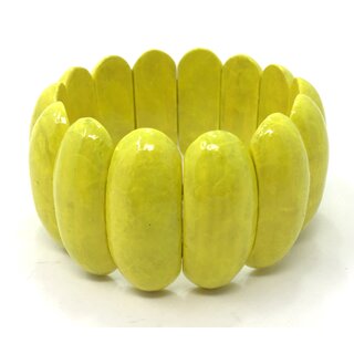 Armband aus Olivenholz mit gelb eingefrbten Gliedern handgefertigt auf Mallorca Holzschmuck Naturschmuck extra breides Armband Stretch