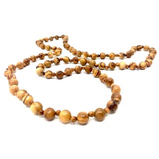 bagusto Halskette aus Olivenholz mit 8mm und 3mm Perlen 80cm lnge handgefertigt auf Mallorca Naturschmuck Einzelstck 