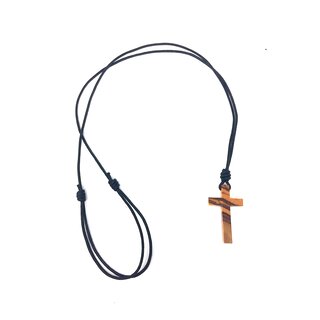 Halskette mit Kreuz aus echtem Olivenholz handgemacht auf Mallorca Holzschmuck Schmuck aus Olivenholz Kette Rosenkranz