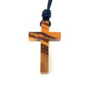 Necklace with cross made of genuine olive wood, handmade...