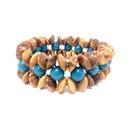 Natural and turquoise genuine olive wood bracelet...