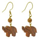 Earrings made of genuine olive wood elephant handmade...