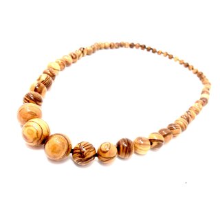 Halskette mit Perlen aus echten Olivenholz handgemacht auf Mallorca Holzschmuck Schmuck Handarbeit