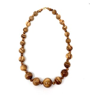 Halskette mit Perlen aus echten Olivenholz handgemacht auf Mallorca Holzschmuck Schmuck aus Handarbeit Kette mit Perlen Perlenkette