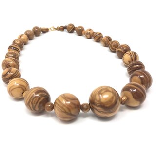 Necklace made of genuine olive wood beads Handmade wooden jewelry Handmade necklace with pearl necklace