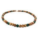 Necklace with pearls of genuine olive wood nature and...
