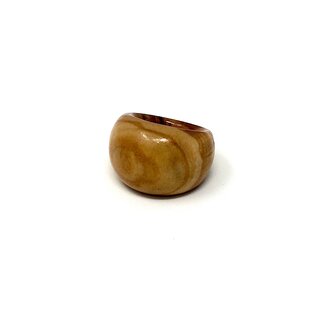 Genuine olive wood finger ring - handmade - 17mm inside diameter - wooden jewelry - unique ring - curved shape - suitable for everyday use