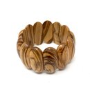 Bracelet flexible wide made of real olive wood handmade...