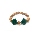 Bracelet flexible with genuine olive wood beads and...