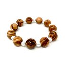 Bracelet made of genuine olive wood beads and red...