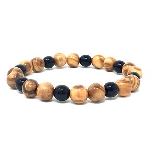 Bracelet made of genuine olive wood beads 10mm and artificial pearls 8mm handmade wooden jewelry jewelry made of olive wood also as anklet wearable