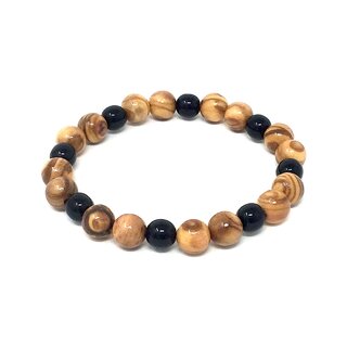 Bracelet made of genuine olive wood beads 10mm and artificial pearls 8mm handmade wooden jewelry jewelry made of olive wood also as anklet wearable