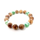Bracelet made of genuine olive wood beads 12mm with green...