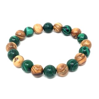Bracelet made of genuine olive wood beads 10mm nature and emerald colored handmade wooden jewelry jewelry made of olive wood wooden beads also as anklet wearable