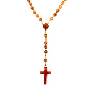 Rosenkranz mit Kreuz aus echten Olivenholz handgemacht Holzschmuck Schmuck