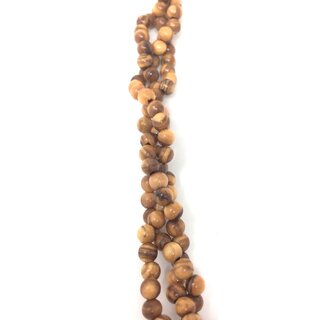Halskette mit Perlen aus echten Olivenholz geflochtene Stränge  natur handgemacht auf Mallorca Holzschmuck Schmuck Olivenholzschmuck