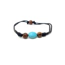 Genuine Olive Wood Beads Bracelet 10mm with Turquoise...