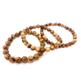 Bracelet Set 3 pieces made of genuine olive wood with 7mm, 8mm and 9mm handmade on Mallorca natural product wood jewelry