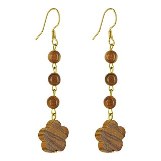 Earring in cloud shape with small pearls made of genuine olive wood handmade in Mallorca Wooden jewelry Jewelry made of olive wood Olive wood earrings