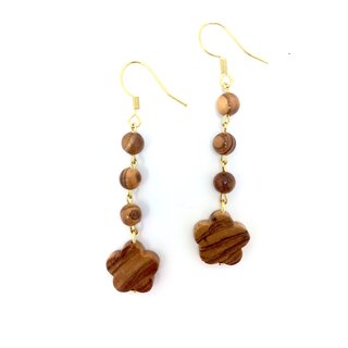 Earring in cloud shape with small pearls made of genuine olive wood handmade in Mallorca Wooden jewelry Jewelry made of olive wood Olive wood earrings
