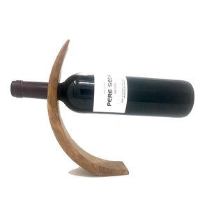 Handmade bottle holder made of olive wood exclusive curved wine holder from Mallorca sturdy unique