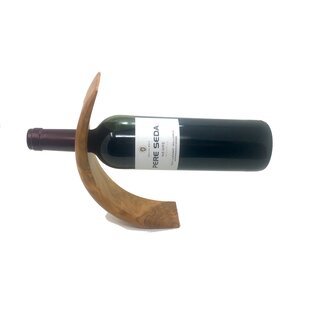 Handmade bottle holder made of olive wood exclusive curved wine holder from Mallorca sturdy unique