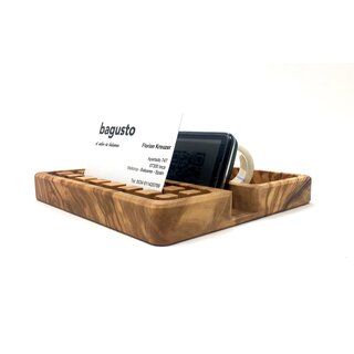 Table organizer 13x14x2cm made of olive wood handmade on Mallorca utensil holder for your desk noble design