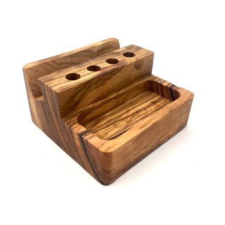 Table organizer 9x9x5cm made of olive wood handmade on Mallorca utensil holder for your desk noble design