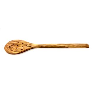 Paella wooden spoon 36 cm made of olive wood handmade on Mallorca slotted rice wooden spoon