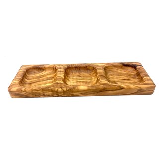 Bowl 30x10x2cm with 3 outlets made of olive wood handmade on Mallorca serving hutch snack bowl storage