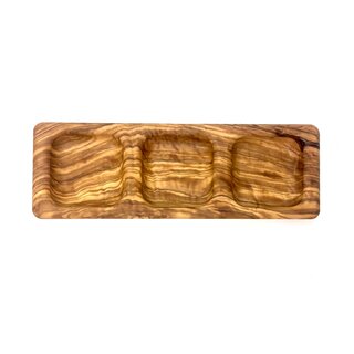 Bowl 30x10x2cm with 3 outlets made of olive wood handmade on Mallorca serving hutch snack bowl storage