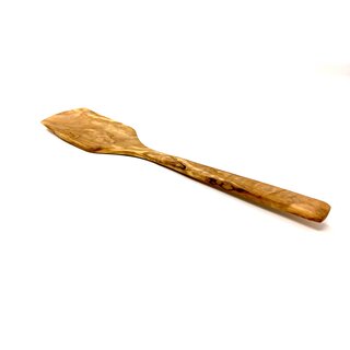 Spatule 33 cm en bois dolivier fabriquée à la main sur torréfacteur à Majorque, biseauté