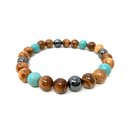 Bracelet made of olive wood beads with turquoise...