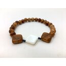 Bracelet made of olive wood beads with rhombic...