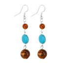 Earrings made of olive wood beads with turquoise stone...