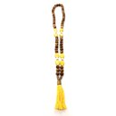 Necklace made of olive wood beads with yellow and white...