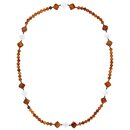 Necklace made of olive wood beads with rhombic...
