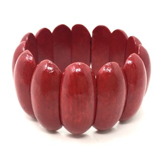 Bracelet made of olive wood with red colored links handmade on Mallorca wooden jewelry natural jewelry extra wide bracelet