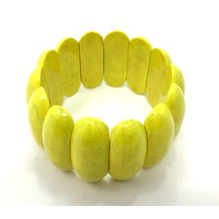 xBracelet made of olive wood with yellow colored links handmade on Mallorca wooden jewelry natural jewelry extra wide bracelet Stretch