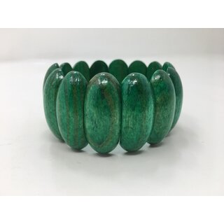 Armband aus Olivenholz mit grün eingefärbten Gliedern handgefertigt auf Mallorca Holzschmuck Naturschmuck extra breides Armband Stretch