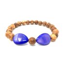 Bracelett made of olive wood perls with violet semi...